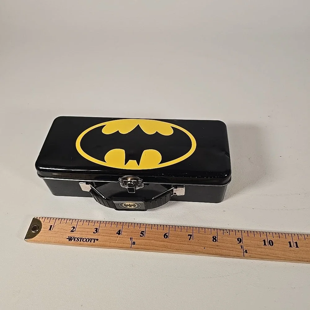 DC Comics Batman Black Tool Tin‎ Pencil/Pen Case with Handle Latch & Hinge
